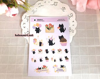 Birthday Cat Sticker Sheet