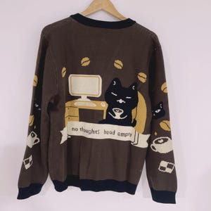 RETIRING SOON - Coffee Cat No Thoughts Head Empty Cardigan