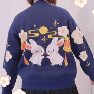 RETIRING SOON - Navy Blue Moon Rabbit Cardigan - Etsy Canada