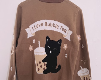 Bubble Tea Cat Cardigan