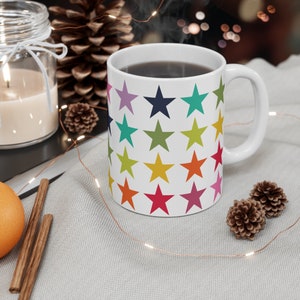 Colorful Stars Mug, Coffee Lover, Tea Lover, Coffee Mug, Tea Mug, Gift Mug