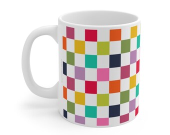 CLEARNANCE SALES - Colorful Checker Mug, Coffee Lover, Tea Lover, Coffee Mug, Tea Mug, Gift Mug