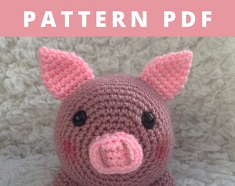 Crochet Pig Teddy Pattern PDF -  Lulu Piggy Plush Soft Toy Pattern - UK + US Terms