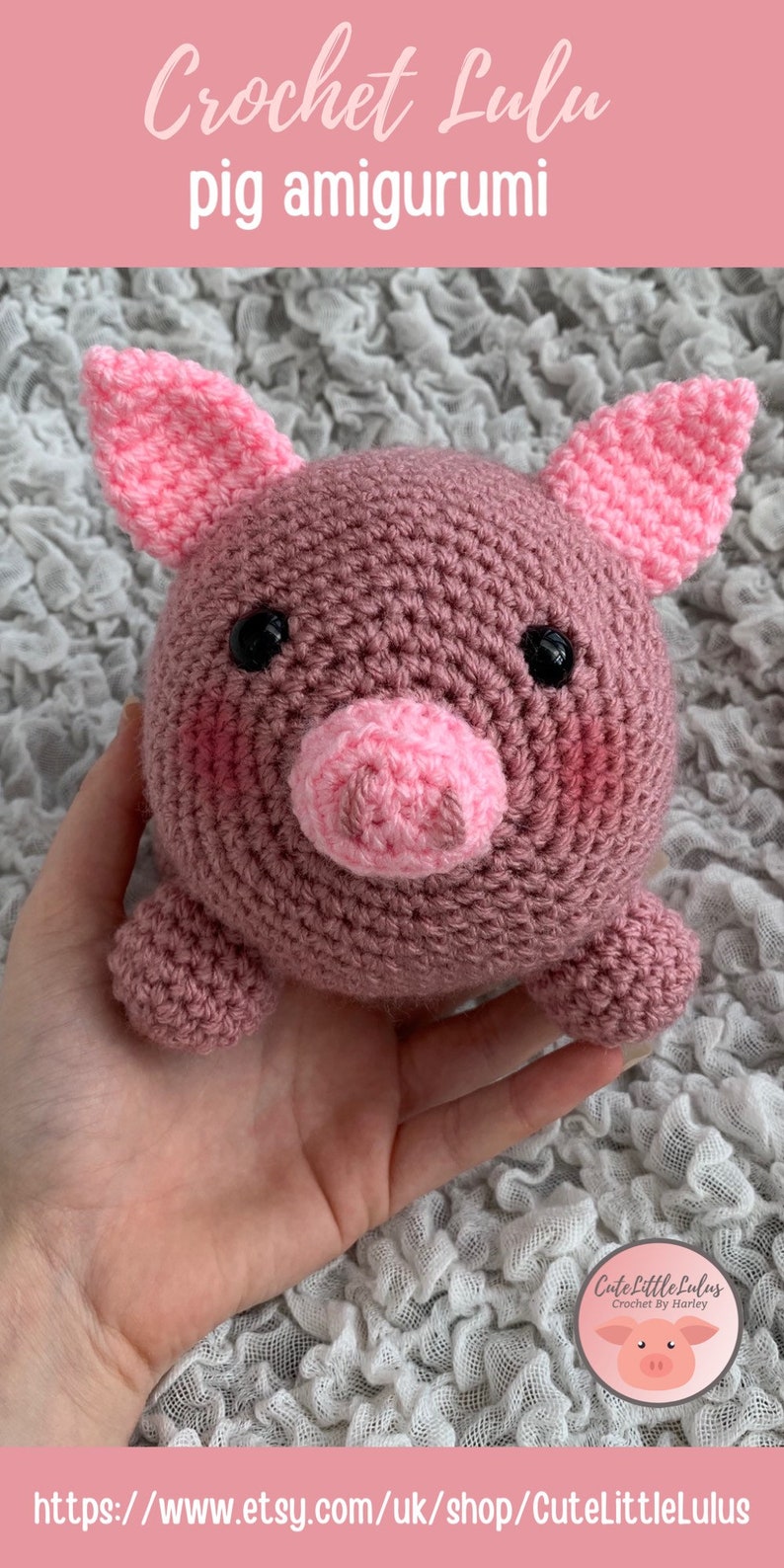 Crochet Pig Teddy Pattern PDF Lulu Piggy Plush Soft Toy Pattern UK US Terms image 10