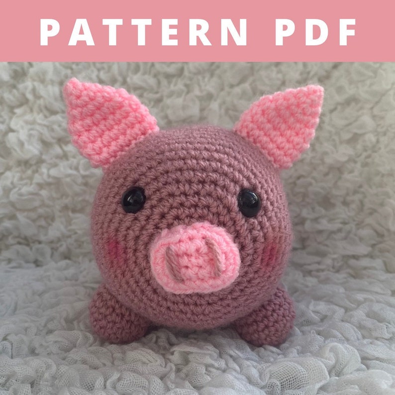 Crochet Pig Teddy Pattern PDF Lulu Piggy Plush Soft Toy Pattern UK US Terms image 1