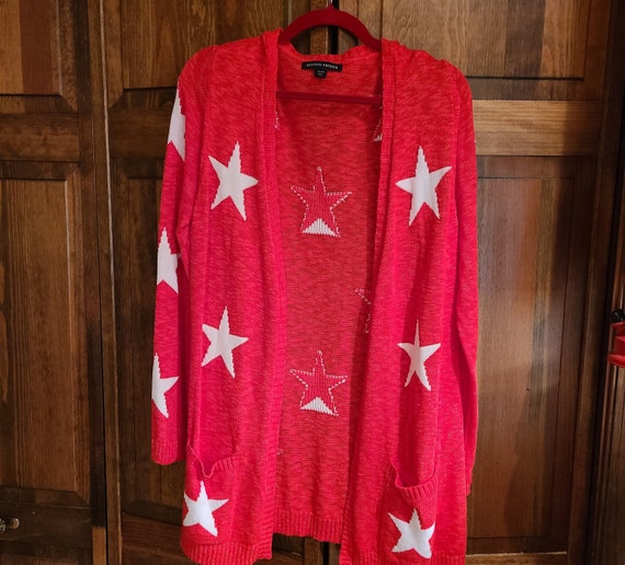 Patriotic Star Cardigan - Red w/ White Stars and … - image 1