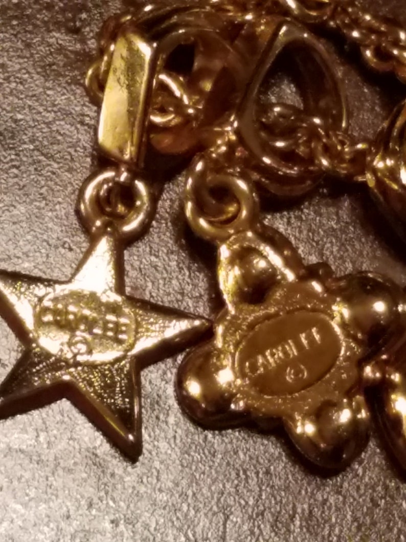 CLEARANCE Vintage Kenneth Jay Lane 3 Charm Gold Tone Necklace 28 Long