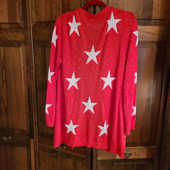 Patriotic Star Cardigan - Red w/ White Stars and … - image 4