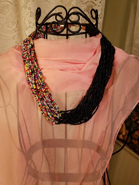 Multi - Color Seed Bead Necklace - 23"