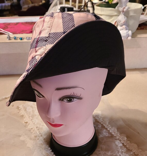 Check Plaid Reversible Bucket Hat Beige 
