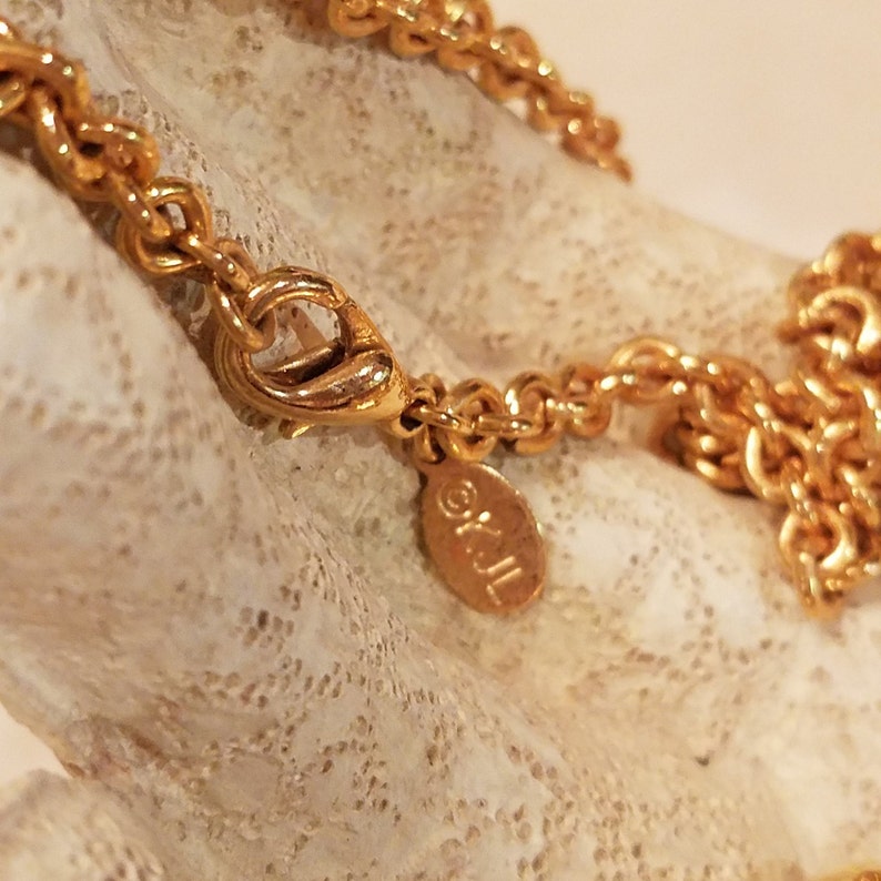 CLEARANCE Vintage Kenneth Jay Lane 3 Charm Gold Tone Necklace 28 Long