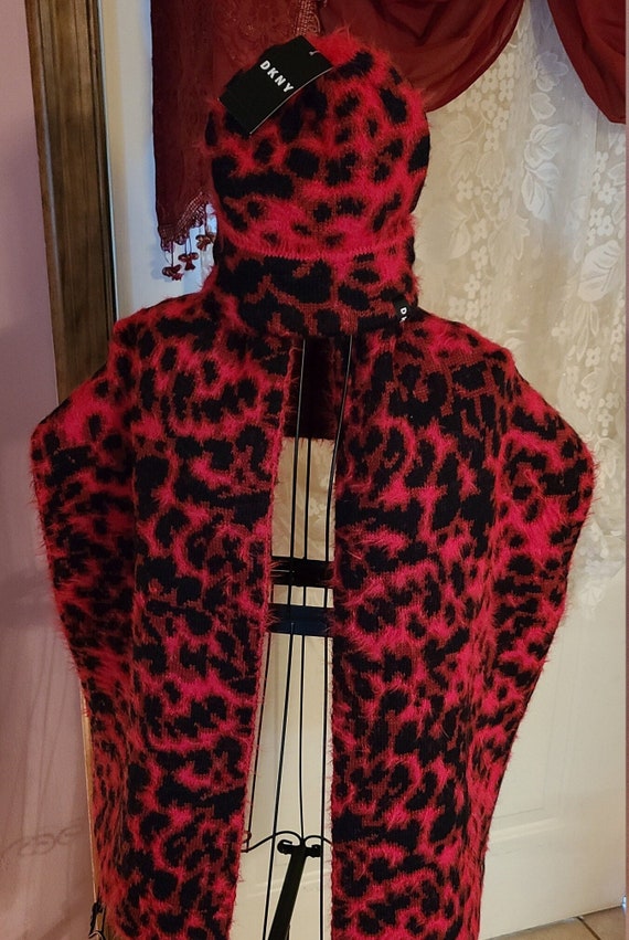 GLAM Zebra Print Red and Black Fuzzy Woven Winter 