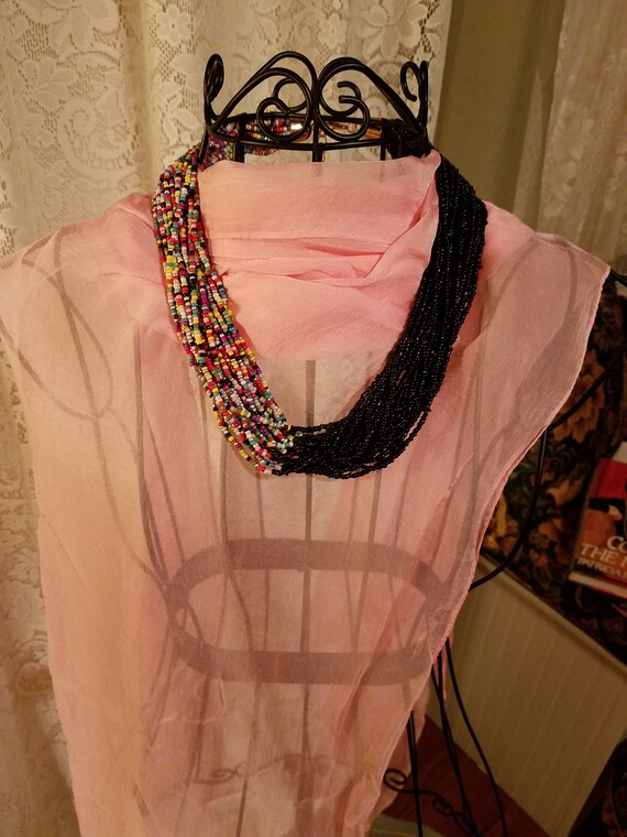 Multi - Color Seed Bead Necklace - 23" - image 3