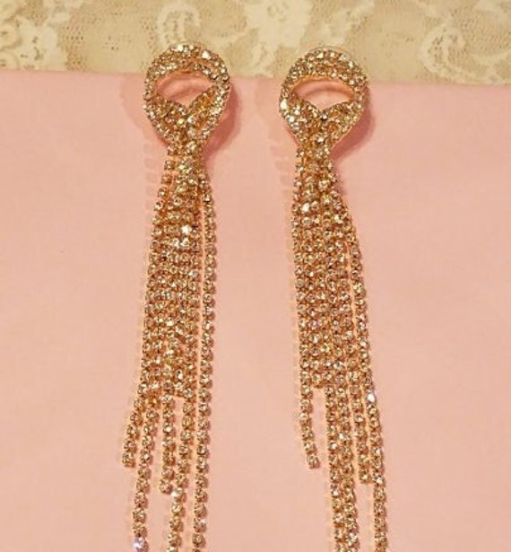 Vintage Austrian Crystal Chandelier Dangle Earrin… - image 1