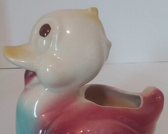 1950s ceramic duck planter 5.5"