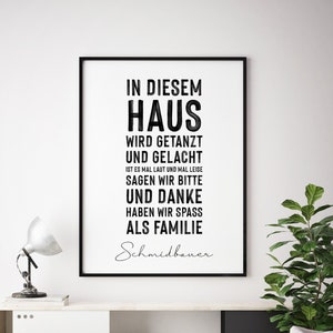 Poster für Zuhause mit Familiennamen personalisiert - Familie, Zuhause, Liebe