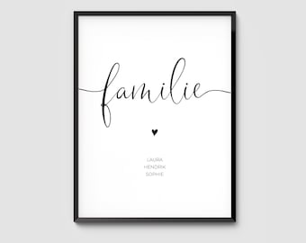 Poster "familie" personalisiert - Geschenk, Liebe, Valentinstag, Jahrestag, Love