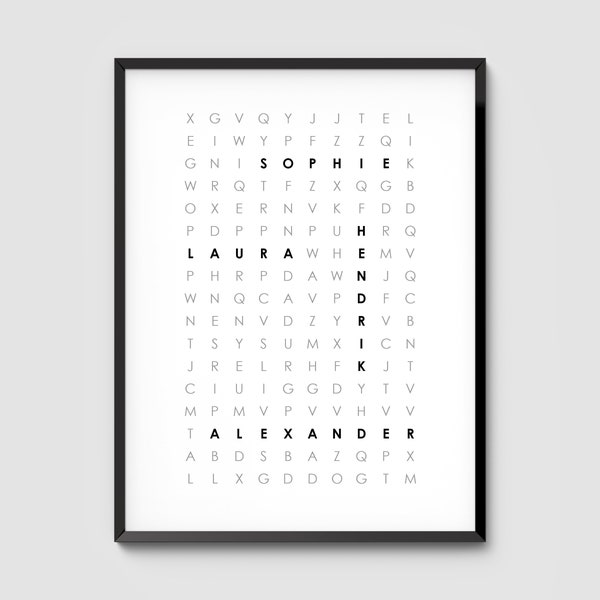 Poster, Print, Art Print: Crossword Puzzle with Name Personalized - Family, Home, Mural