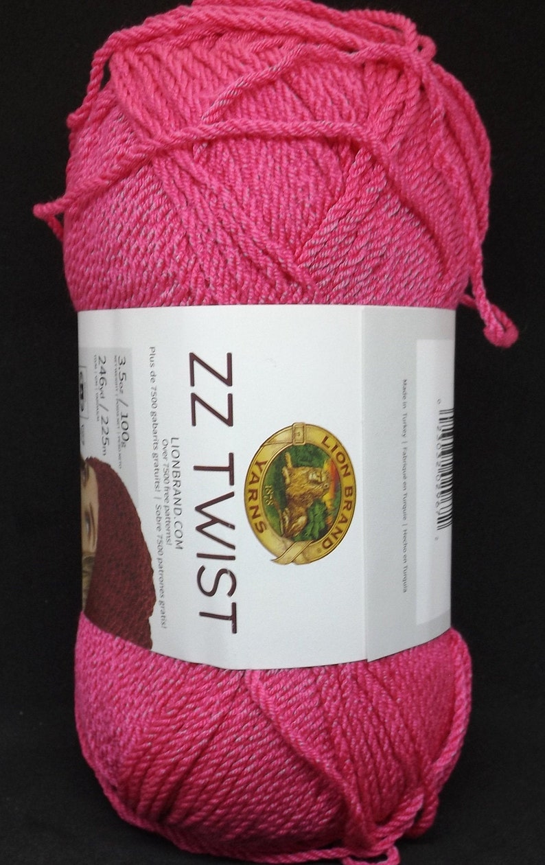 Lion Brand ZZ Twist Yarn ~ #195 Hot Pink ~ 3.5 oz100 grams ~ 246 Yards225 Meters ~ #4 Med ~ knitting, crochet