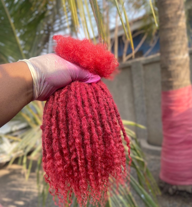 8inches 100 Human Hair Loc Extensions Watermelon Red Color 0.5cm With