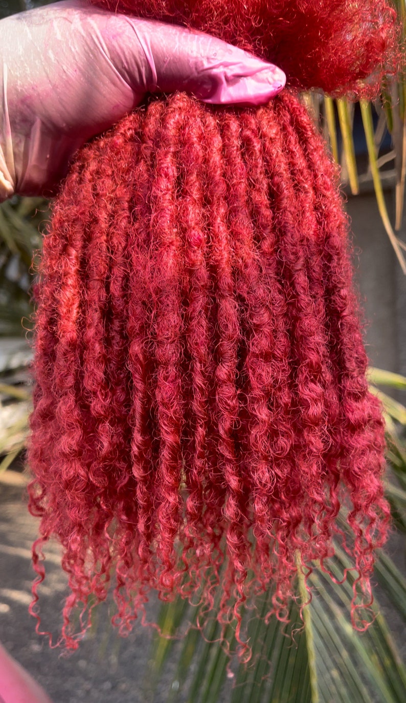 8inches 100 Human Hair Loc Extensions Watermelon Red Color 0.5cm With