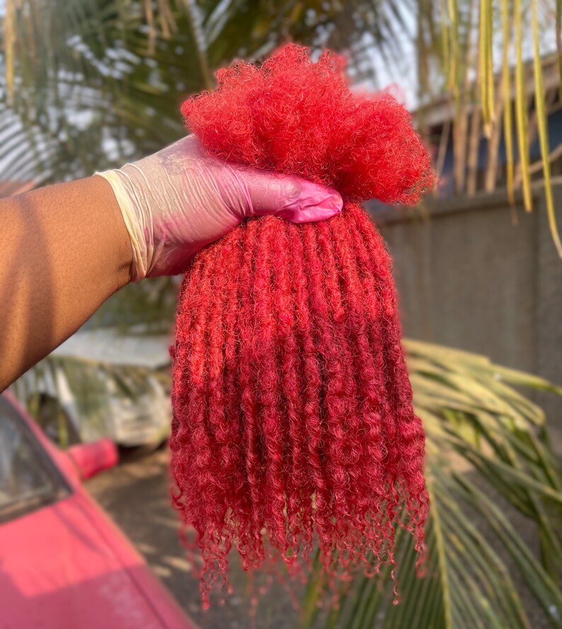 8inches 100 Human Hair Loc Extensions Watermelon Red Color 0.5cm With