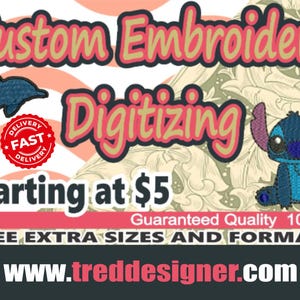Custom Embroidery Digitizing / Custom Embroidery Pattern/ Custom Digitizing / Embroidery Designs/ Custom Logo Design