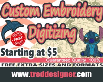 Custom Embroidery Digitizing / Custom Embroidery Pattern/ Custom Digitizing / Embroidery Designs/ Custom Logo Design