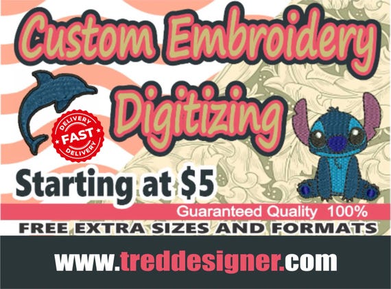 Custom Embroidery Digitizing / Custom Embroidery Pattern/ Custom Digitizing / Embroidery Designs/ Custom Logo Design