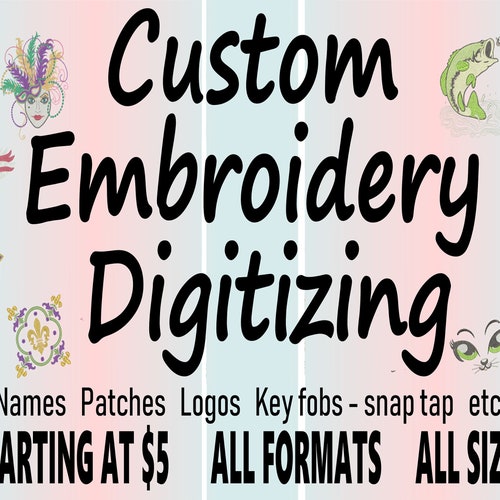 Custom Embroidery Digitizing / Custom Embroidery Pattern/ - Etsy