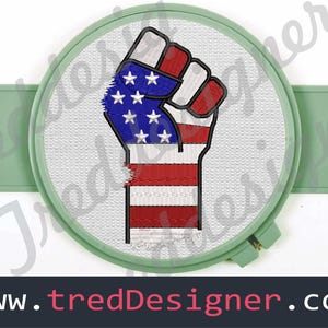 American Flag Fist Embroidery Design / Patriotic Hand Embroidery File for Machine