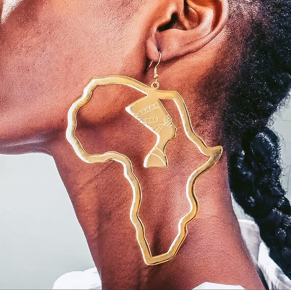 Nefertiti earrings gold sale