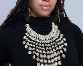 Genuine Handcrafted African Ethnic Cowrie Sea Shell Necklace, Cowrie Shell Necklace, Cowrie Shell, Cowrie Shell Choker