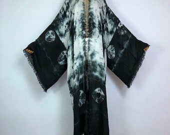 Boho Kimono Robe Boho Beach Coverup Gift for her  Bohemian Kaftan Boho kimono Tie dye dress Tie dye Kaftan Tie dye Kimono