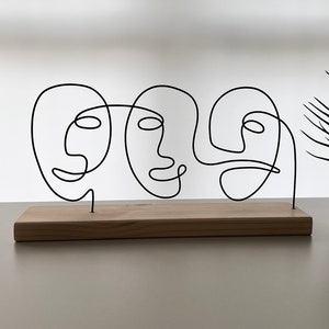 Wire Art Face Sculpture, Handmade, Abstract, Love, Tabletop Decor Wire Art Minimalist Abstract Style, Metal Decor, Office Decor Gift