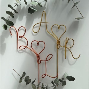 Carta de arte de arame personalizada, decoração de prateleira, carta de metal personalizada,decoração de casamento,decoração de casa dourada