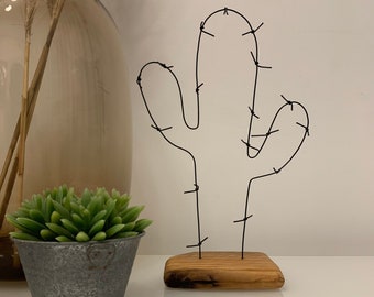 Wire Art Sculpture Cactus, Wire Art Sculpture, Tabletop Decor, Minimalist Abstract Style, One Line, Metal Cactus Decor, Boho Cactus Decor