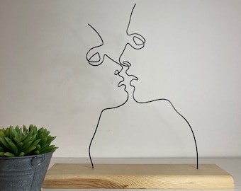 Wire Art Sculpture / Handmade / Abstract / Love / Tabletop Decor Wire Art Minimalist Abstract Style