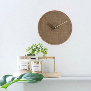 Jute Wall Clock, Farmhouse Wall Clock, Unique Wall Clock, Rustic Wall Clock, Wicker Jute Decor, Horloge Murale En Bois, Christmas Gift