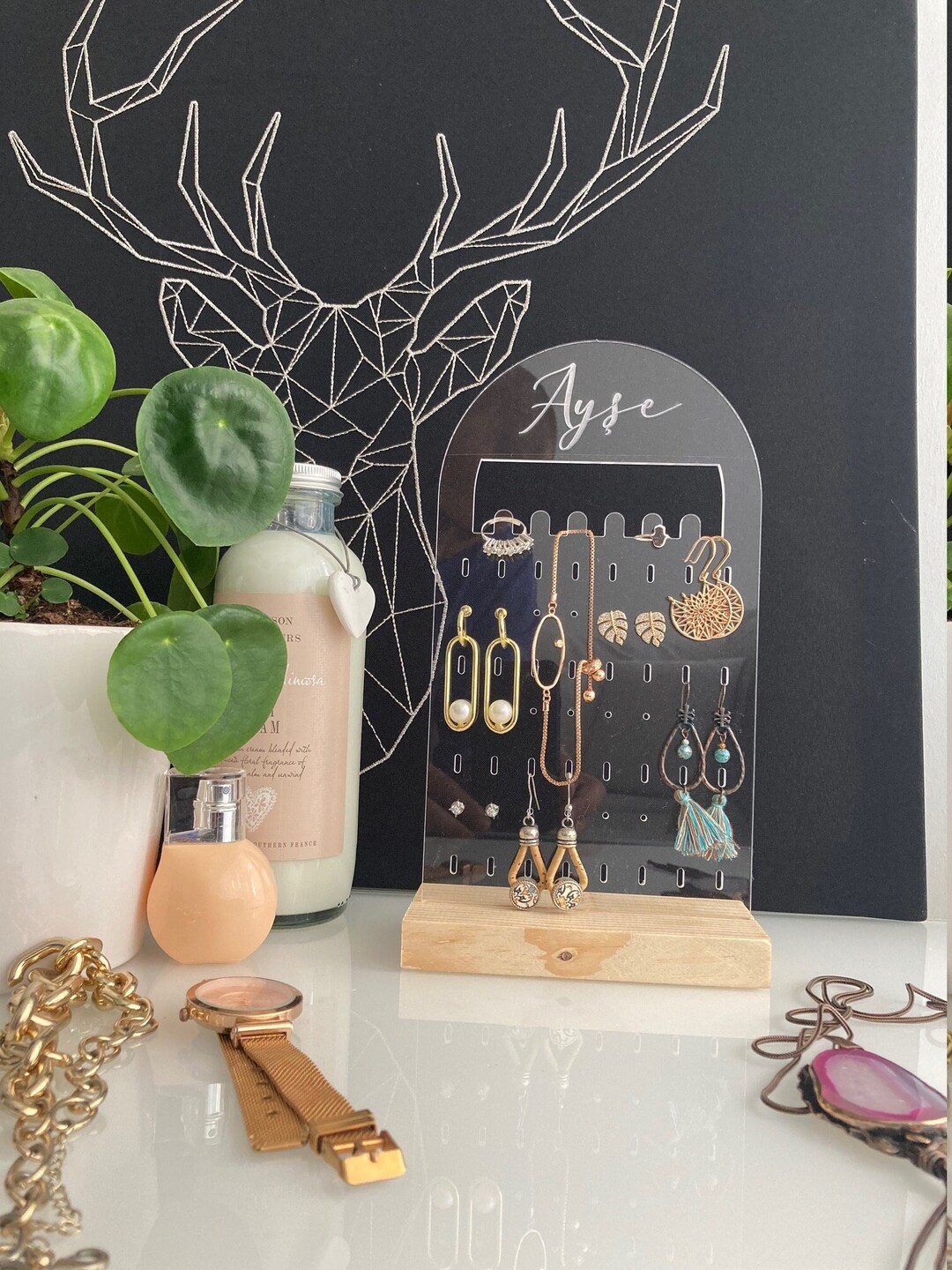 Personalized Acrylic Jewelry Organizer, Earring Stand, Earring Holder