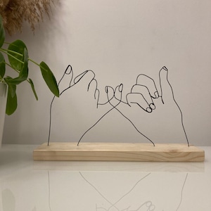 Pinky Promise Sculpture, Wire Art Sculpture, Handmade, Abstract, Tabletop Decor Wire Art Minimalist Abstract Style, Metal Wall Art, Gift