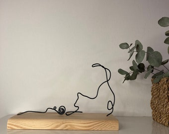 Wire Art Cat /Wire Art Sculpture/Handmade/Abstract/Love/Tabletop Decor Wire Art Minimalist Abstract Style