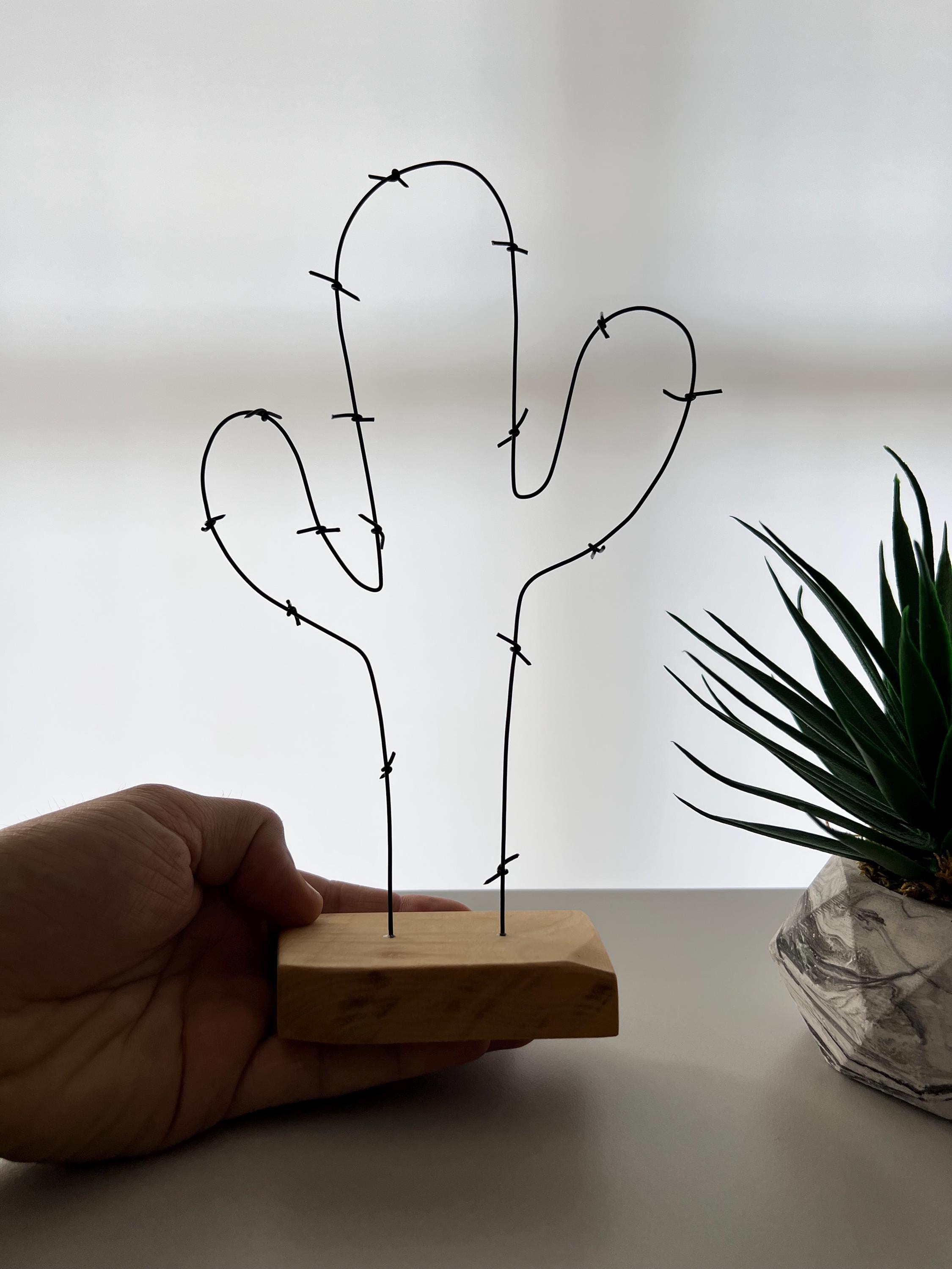 Wire Art Sculpture Cactus, Wire Art Sculpture, Tabletop