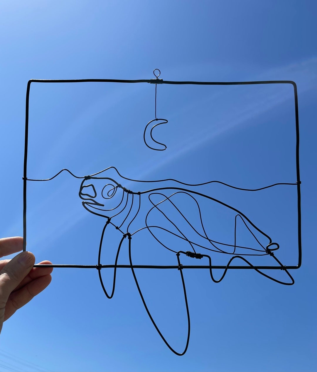 Wire Art Turtle Wall Hanging, Wire Sculpture of Abstract, Metal Sculpture, Wire Wall Art