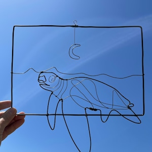 Wire Art Turtle Wall Hanging, Wire Sculpture of Abstract, Metal Sculpture, Wire Wall Art, Decorative Wall Hanging, Unique Home Decor, Gift