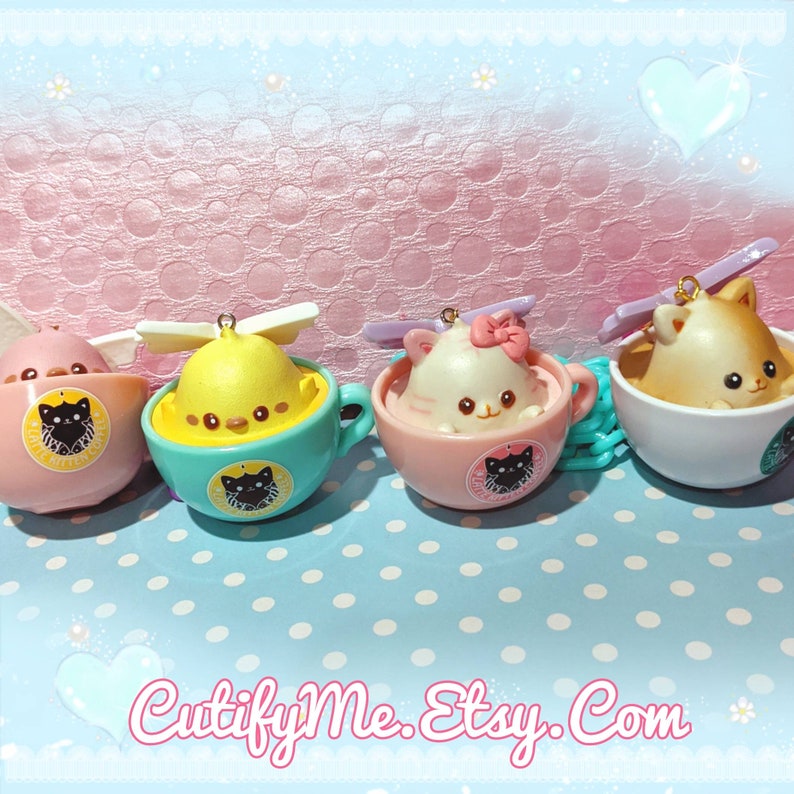 Kawaii Large Animal Coffee Latte Foam Cup Chain Statement | Etsy