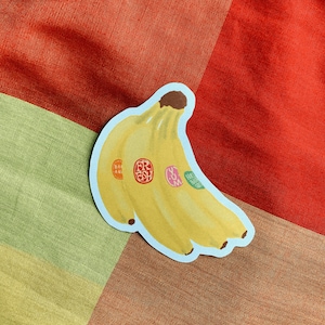 Banana Waterproof Vinyl Sticker, Fruit Sticker, Laptop Decal