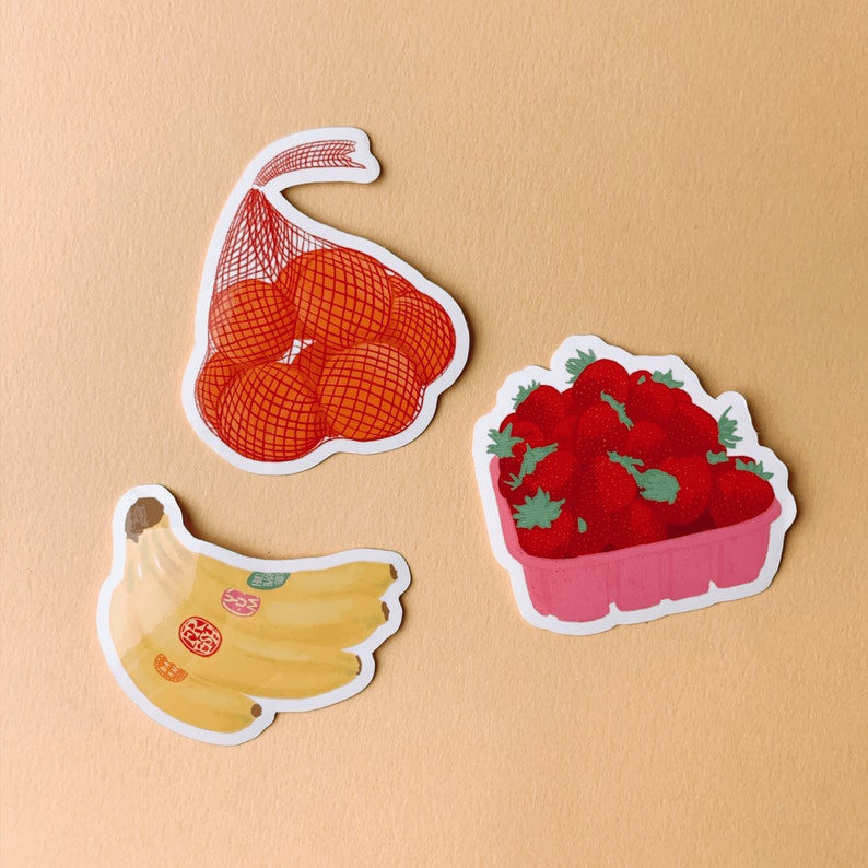 Strawberries Waterproof Vinyl Sticker, Fruit Sticker Laptop Decal image 2