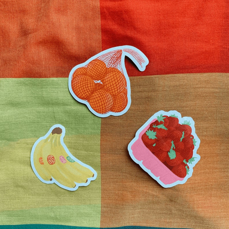Strawberries Waterproof Vinyl Sticker, Fruit Sticker Laptop Decal image 3