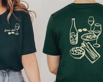 Dinner Club Unisex t-shirt, funky graphic tee, aesthetic wine graphic tee, wine shirt, gift for her, gift for wine lover